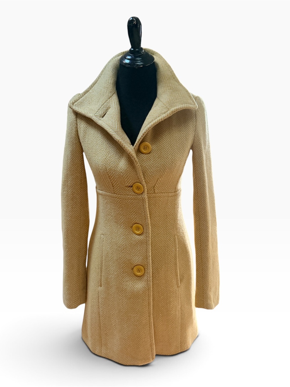 Urban Behavior Golden Yellow Herringbone Button-Front Coat